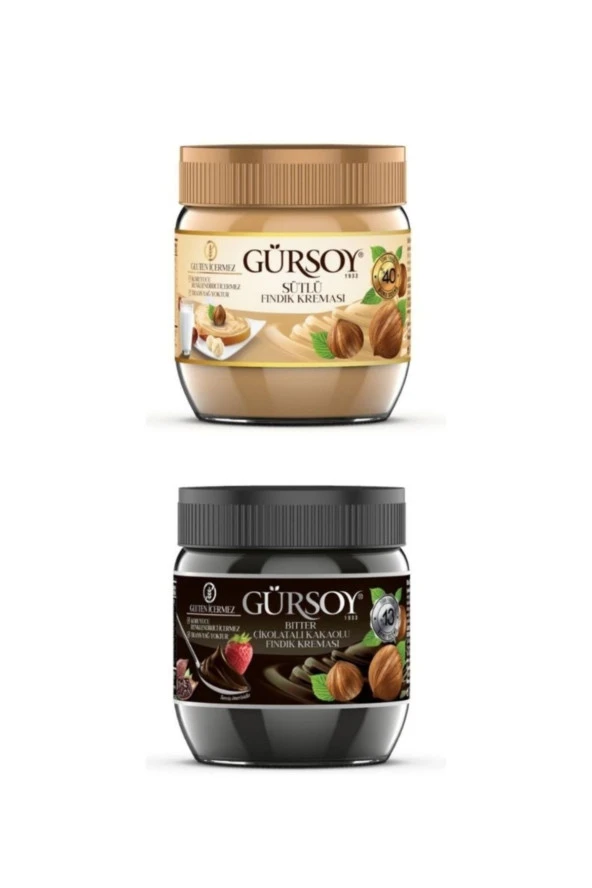 Gürsoy Sütlü Fındık Kreması 400 G & Bitter Kakaolu Fındık Kreması 400 G ürün görseli 1