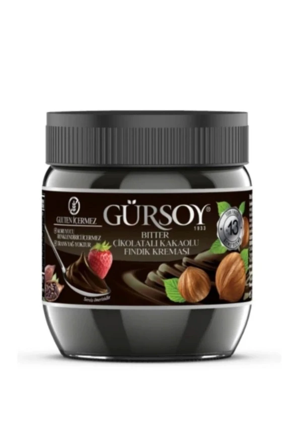 Gürsoy Bitter Kakaolu Fındık Kreması Cam Kavanoz 400 G ürün görseli 1