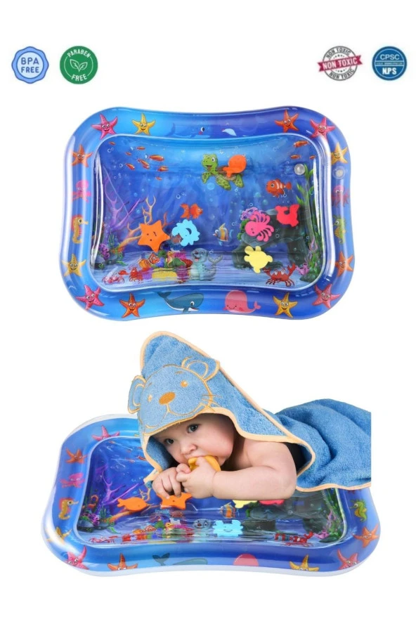 Bebek Su Oyun Matı Tummy Time Karın Üstü Aktivite Zamanı - Su Kaplumbağası Kaplumbağalı ürün görseli 1