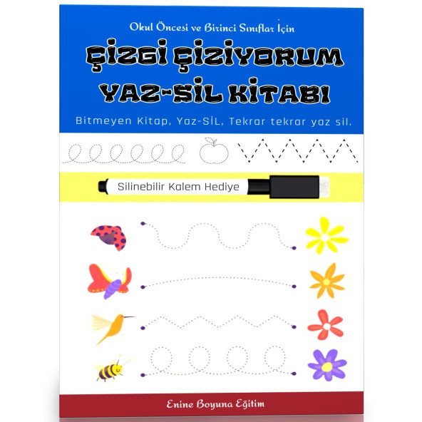 Çizgi Çiziyorum YAZ-SİL Kitabı (Okul Öncesi ve Birinci Sınıflar İçin) ürün görseli 1