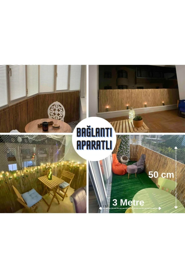 Hasır Evi 50 Cm x 3 Metre Kamış Hasır Balkon Çiti ürün görseli 1