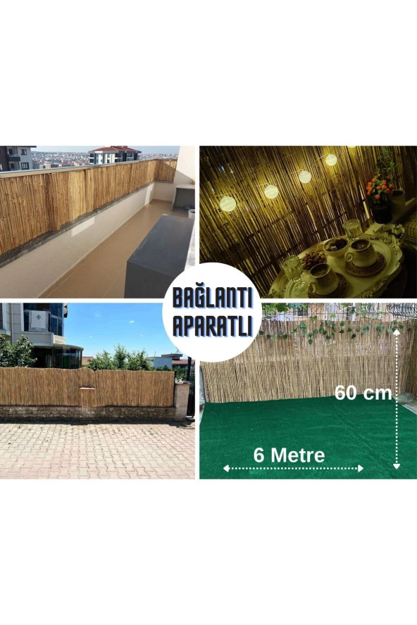 Hasır Evi 60 Cm x 6 Metre Doğal Kamış Hasır Balkon Çiti ürün görseli 1