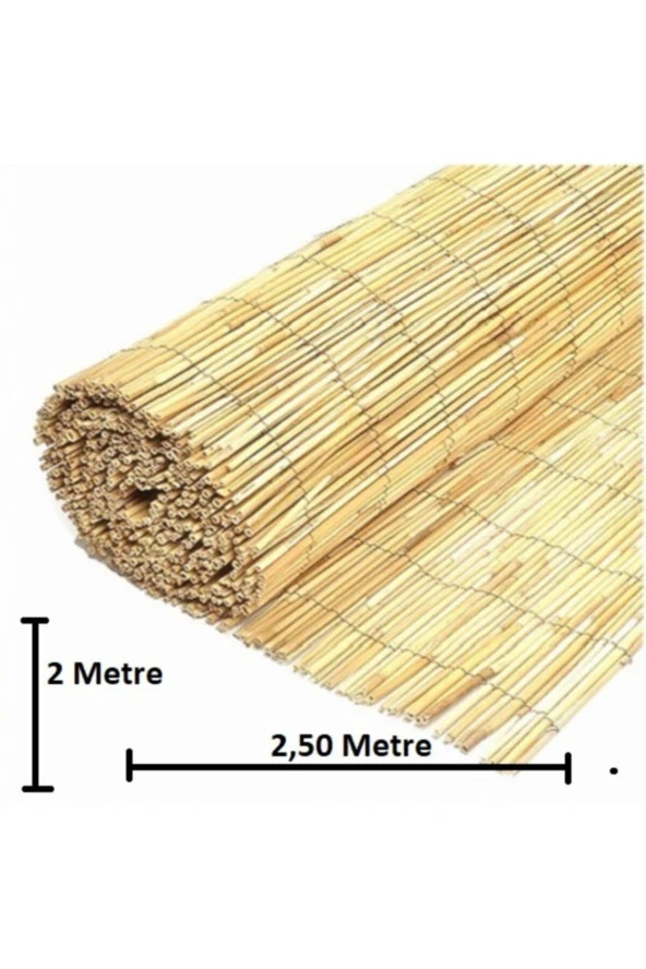 Hasır Evi 2 Metre x 2,50 Metre Bambu Kamış Hasır Çit Gölgelik ürün görseli 1
