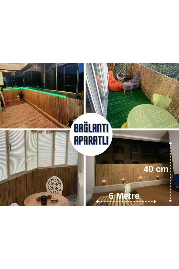 Hasır Evi 40 Cm x 6 Metre Doğal Kamış Hasır Balkon Çiti ürün görseli 1