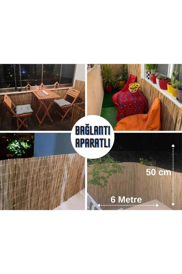 Hasır Evi Kamış Hasır,Bahçe Çiti,Balkon Çiti,Gölgelik 50 Cm x 6 Metre ürün görseli 1