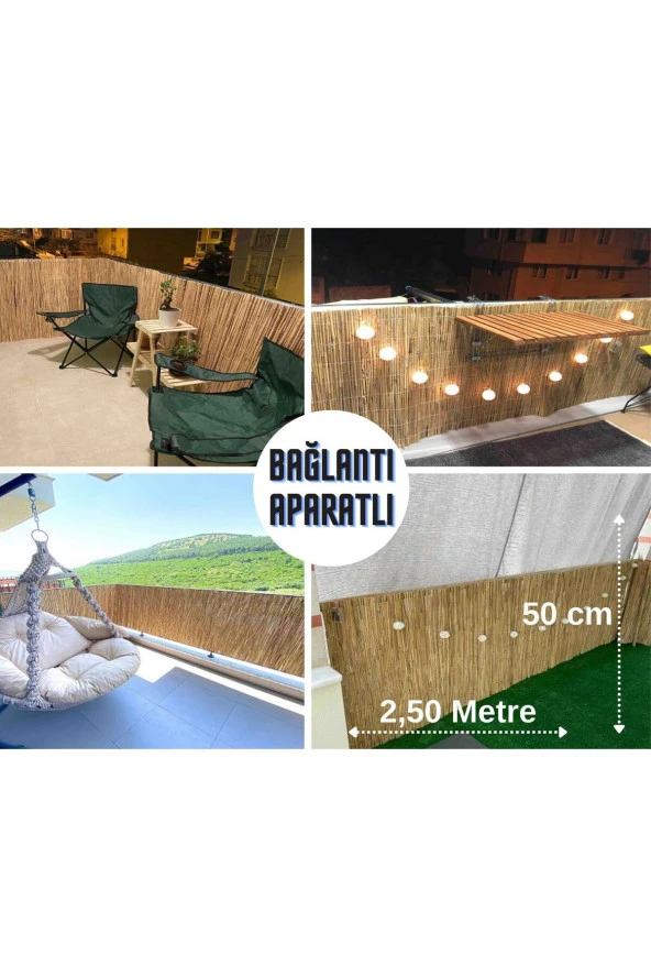 Hasır Evi Kamış Hasır,Bahçe Çiti,Balkon Çiti,Gölgelik 50 Cm x 2,50 Metre ürün görseli 1