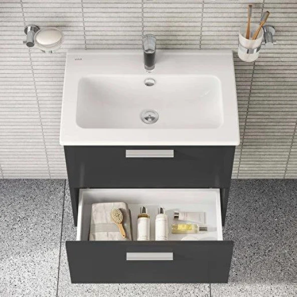 VitrA Mia Antrasit 60cm Banyo Dolabı Set - Resim 4