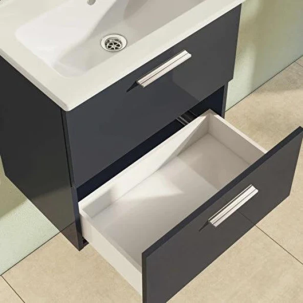 VitrA Mia Antrasit 60cm Banyo Dolabı Set - Resim 5