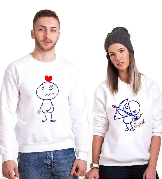 Tshirthane Cupid Sevgili Kombinleri Sweatshirt Kombini ürün görseli 1