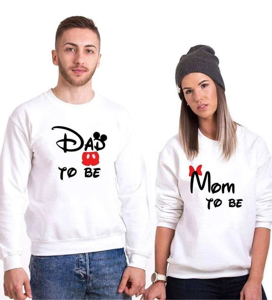 Tshirthane Dad Mom To Be Sevgili Kombinleri Sweatshirt Kombini ürün görseli 1