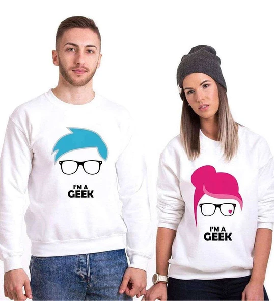 Tshirthane I'm A Geek Sevgili Kombinleri Sweatshirt Kombini ürün görseli 1