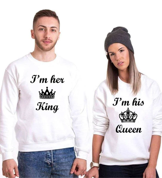 Tshirthane I'm Her King Queen Sevgili Kombinleri Sweatshirt Kombini ürün görseli 1