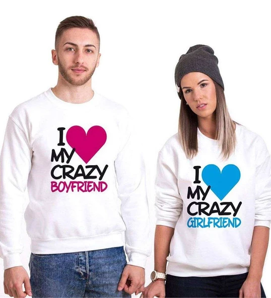 Tshirthane I My Crazy Boyfriend Sevgili Kombinleri Sweatshirt Kombini ürün görseli 1