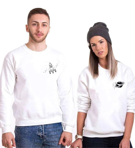 Tshirthane Nasa Jüpiter Roket Sevgili Kombinleri Sweatshirt Kombini ürün görseli 1