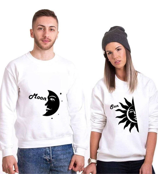 Tshirthane Ay Güneş Sevgili Kombinleri Sweatshirt Kombini ürün görseli 1