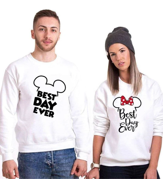 Tshirthane Best Day Ever  Sevgili Kombinleri Sweatshirt Kombini ürün görseli 1
