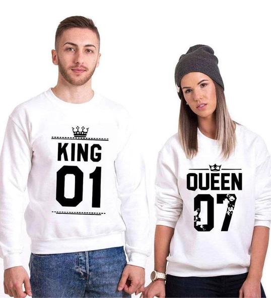 Tshirthane King 01 Queen Sevgili Kombinleri Sweatshirt Kombini ürün görseli 1