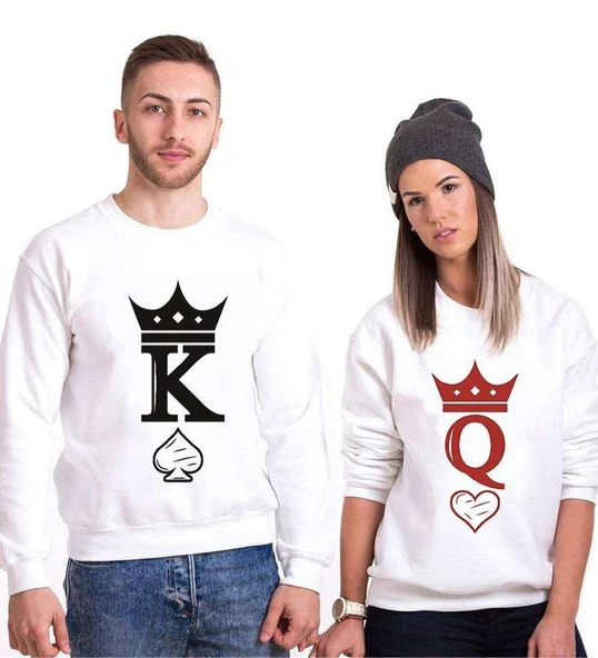 Tshirthane Kral Kız  Sevgili Kombinleri Sweatshirt Kombini ürün görseli 1