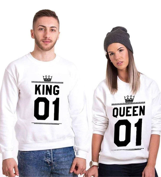 Tshirthane King Queen 01 Sevgili Kombinleri Sweatshirt Kombini ürün görseli 1