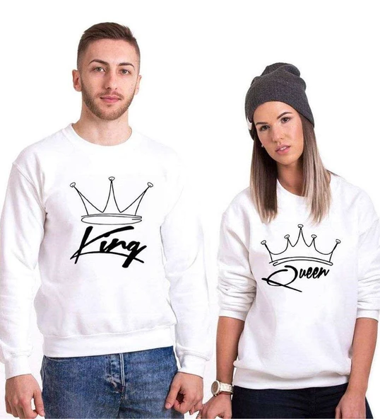 Tshirthane King Taç Queen Sevgili Kombinleri Sweatshirt Kombini ürün görseli 1