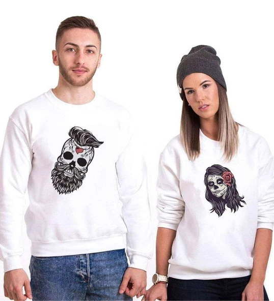 Tshirthane Kurukafa  Sevgili Kombinleri Sweatshirt Kombini ürün görseli 1