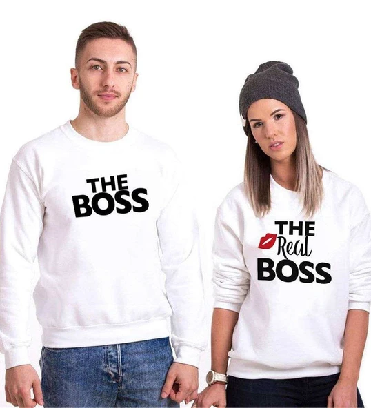 Tshirthane The Boss The Real Boss Sevgili Kombinleri Sweatshirt Kombini ürün görseli 1