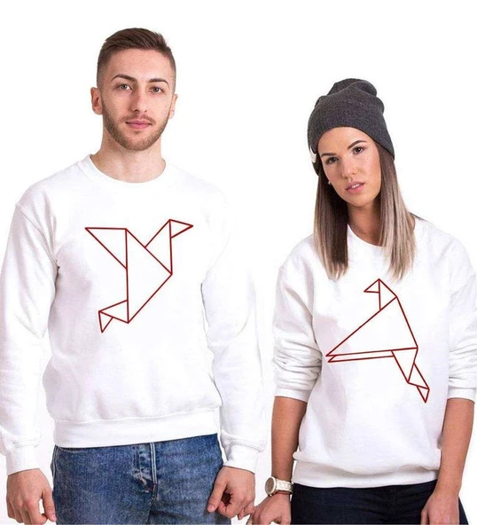 Tshirthane Origami  Sevgili Kombinleri Sweatshirt Kombini ürün görseli 1