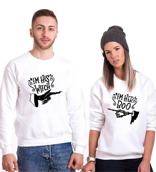 Tshirthane Witch Boo  Sevgili Kombinleri Sweatshirt Kombini ürün görseli 1