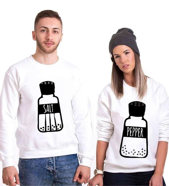 Tshirthane Tuz Biber  Sevgili Kombinleri Sweatshirt Kombini ürün görseli 1