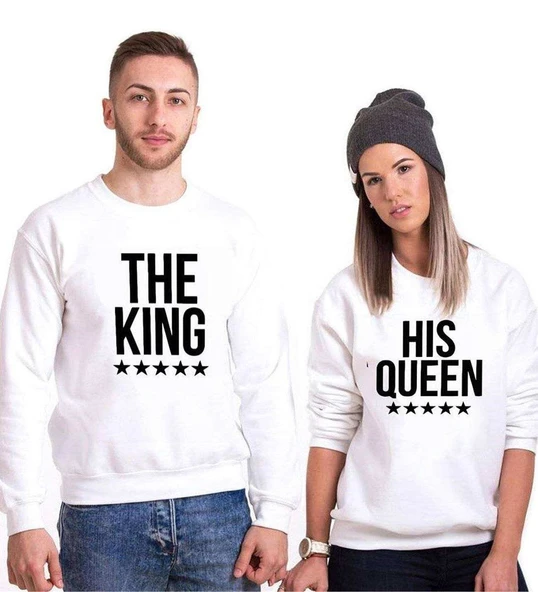 Tshirthane The King The Queen Sevgili Kombinleri Sweatshirt Kombini ürün görseli 1