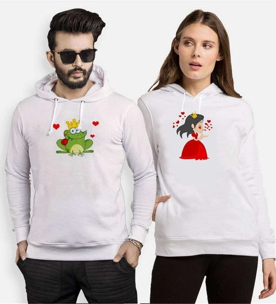 Tshirthane Kurbağa Prenses Sevgili Kombinleri Kapüşonlu Kombini ürün görseli 1
