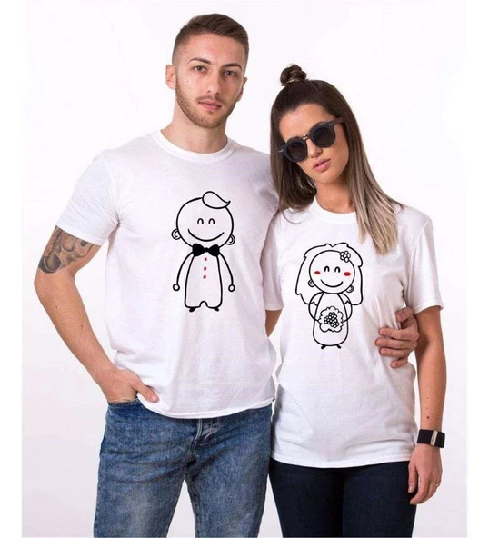 Tshirthane Gelin Damat Sevgili Kombinleri Tshirt Kombini ürün görseli 1