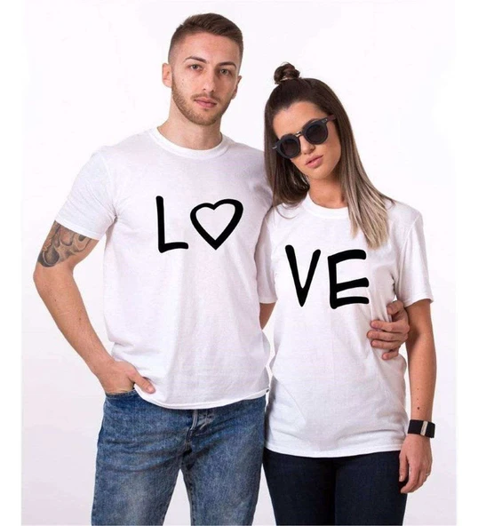 Tshirthane Lo Ve Kalp Sevgili Kombinleri Tshirt Kombini ürün görseli 1