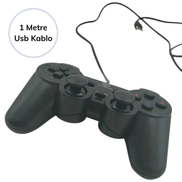 Çift Titreşimli Usb Kablolu Oyun Kolu Pc Uyumlu Vibration Gamepad 5