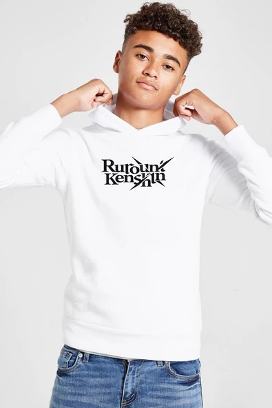 Rurouni Kenshin Letter Logo Beyaz Çocuk 3ip Kapşonlu  Sweatshirt ürün görseli 1