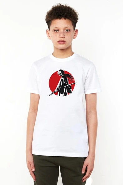 Rurouni Kenshin Samurai Logo Beyaz Çocuk Bisikletyaka Tshirt ürün görseli 1