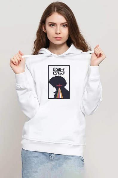 See You In Space Cowboys Minimalist Anime Poster Beyaz Kadın 3ip Kapşonlu Sweatshirt ürün görseli 1