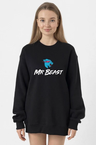 Mr Beast Siyah Kadın 2ip Sweatshirt ürün görseli 1