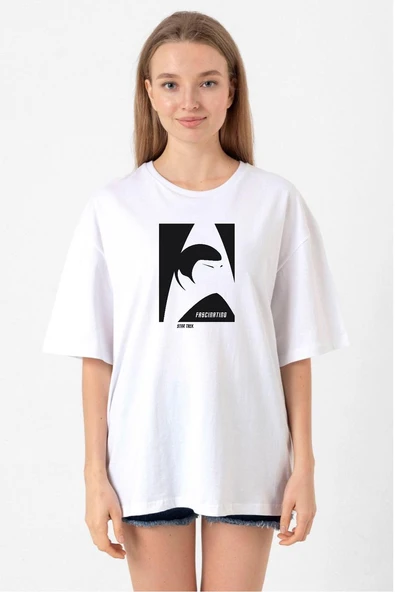 Star Trek Spock Fascinating Beyaz Kadın Oversize Tshirt ürün görseli 1