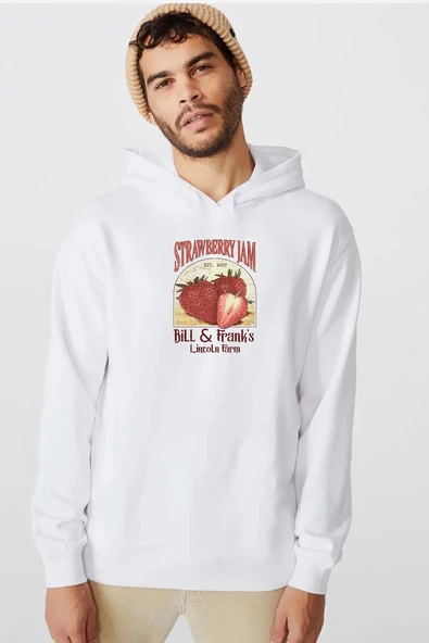 The Last Of Us Bill And Frank Strawberry Jam Beyaz Erkek 3ip Kapşonlu  Sweatshirt ürün görseli 1