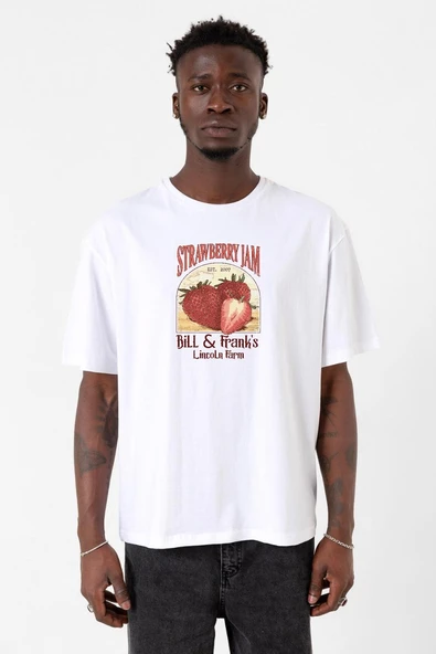 The Last Of Us Bill And Frank Strawberry Jam Beyaz Erkek Oversize Tshirt ürün görseli 1