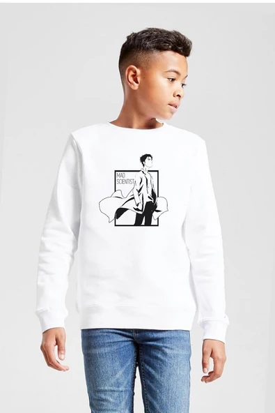 Steins Gate Rintarou Mad Scientist Beyaz Çocuk 2ip Sweatshirt ürün görseli 1