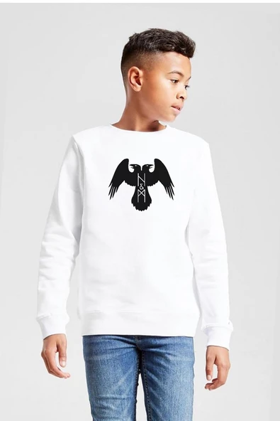 Thor's Ravens Huginn and Muninn Beyaz Çocuk 2ip Sweatshirt ürün görseli 1