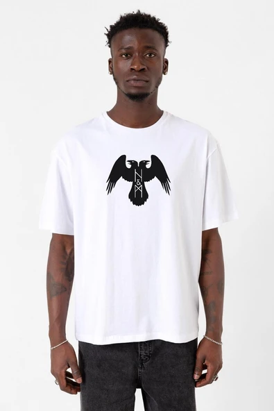 Thor's Ravens Huginn and Muninn Beyaz Erkek Oversize Tshirt ürün görseli 1