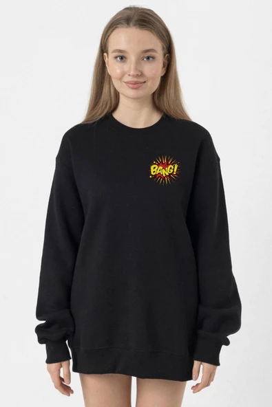 Big Bang Theory Bang Logo Siyah Kadın 2ip Sweatshirt ürün görseli 1