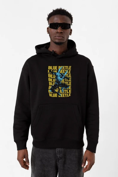 Blue Beetle Lettern Siyah Erkek 3ip Kapşonlu Sweatshirt ürün görseli 1