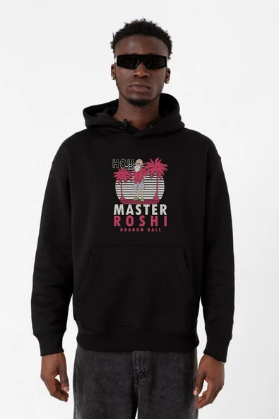 Dragon Ball Z Anime Master Roshi Ho!! Siyah Erkek 3ip Kapşonlu Sweatshirt ürün görseli 1