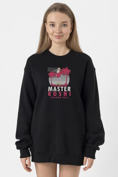 Dragon Ball Z Anime Master Roshi Ho!! Siyah Kadın 2ip Sweatshirt ürün görseli 1