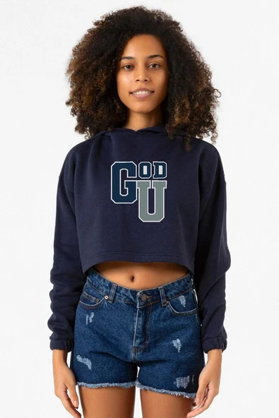 Gen V Godolkin University Abbreviation Lacivert Kadın Crop Kapşonlu ürün görseli 1