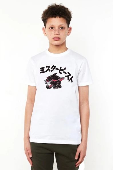 Mr Beast Kanji Beyaz Çocuk Bisikletyaka Tshirt ürün görseli 1